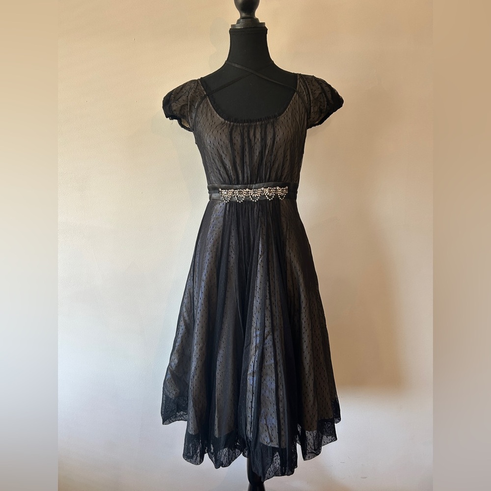 Jorya Black Dress with Lace Trim